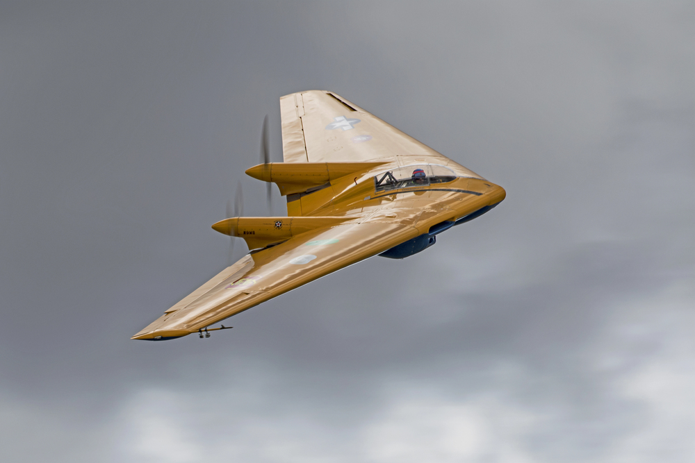 Experimental plane flying through air