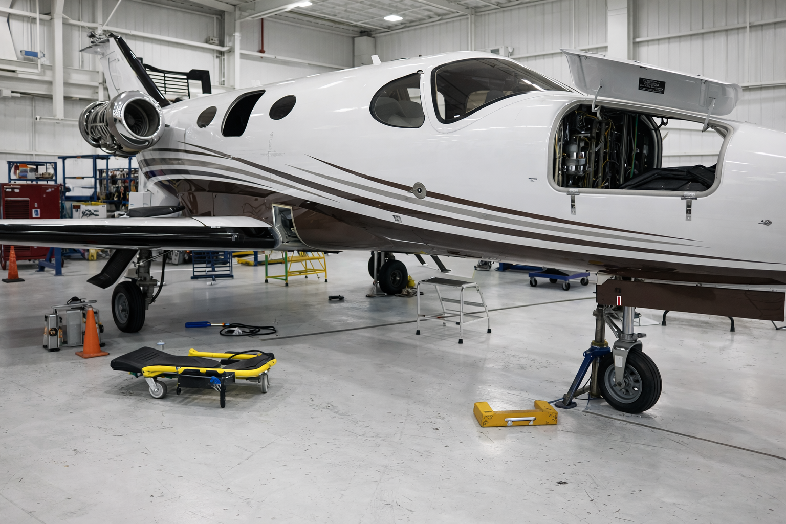 Cessna Citation Mustang undergoing maintenance