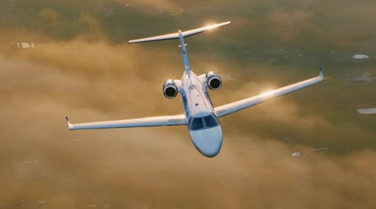 Cessna Citation CJ4 in flight full wing span