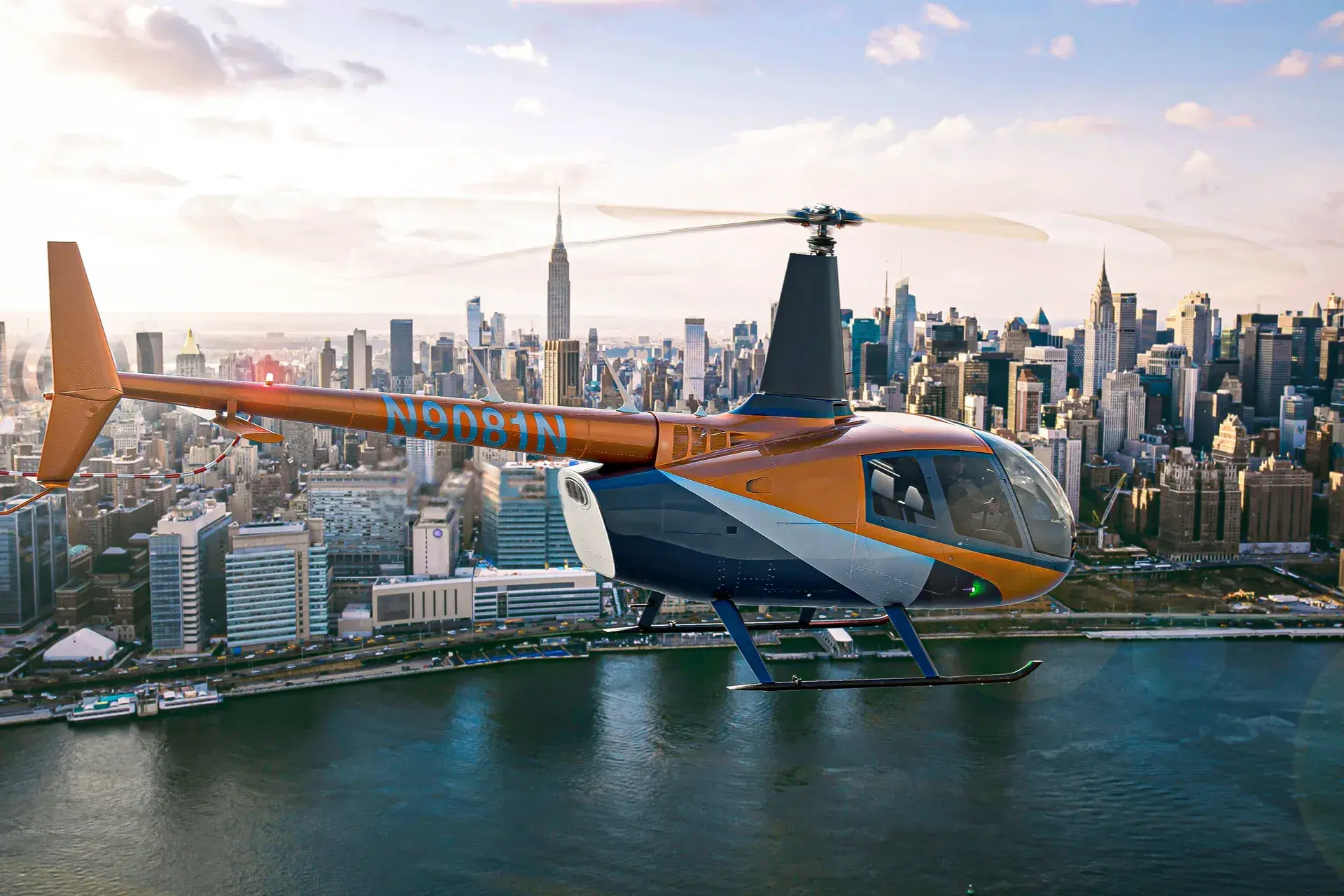 Robinson R66 turbine helicopter in flight