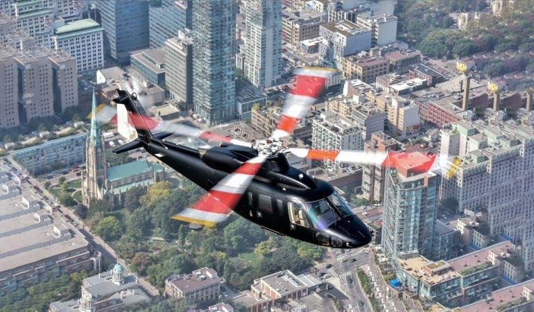 Sikorsky S-76D helicopter in flight